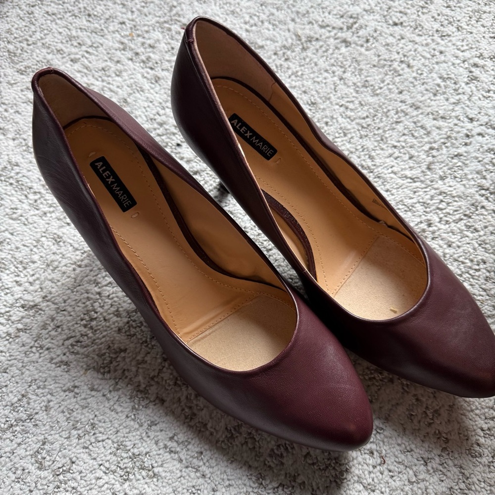 Alex Marie Burgundy Leather Pumps | Classic Pointed Toe Heels Work Office Size 9